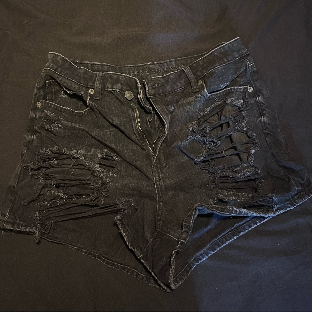 American Eagle Dark Distressed Jean Shorts